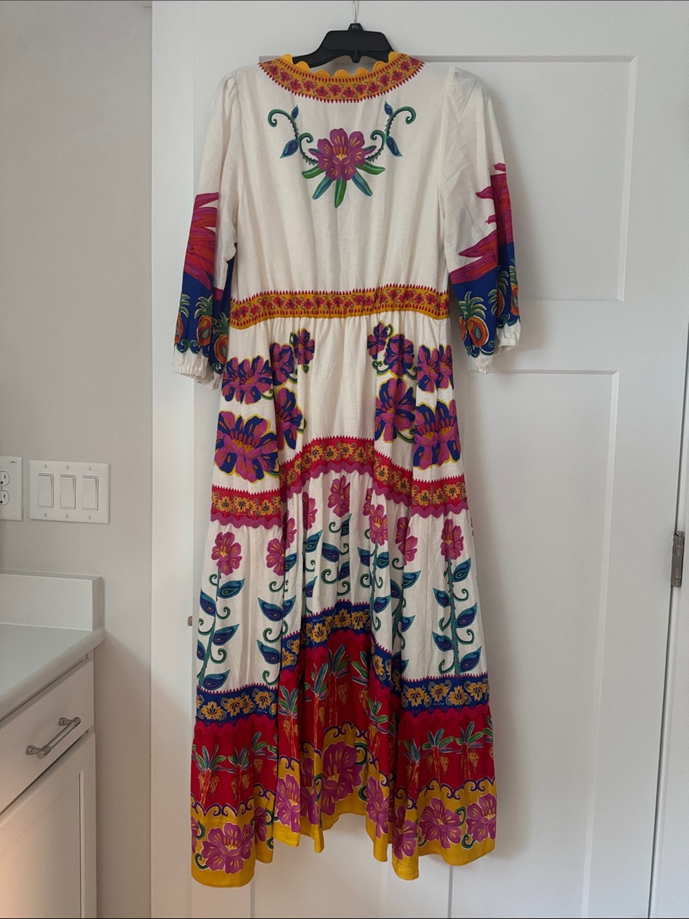 FARM Rio White Maxi Dress with Pink, Red, Blue & Yellow Floral Print - Picture 4 of 5